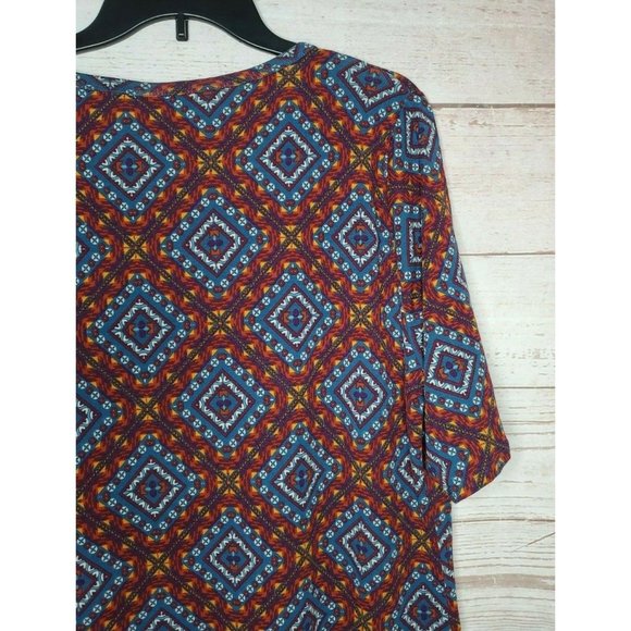 LulaRoe Julia Plus Size 3XL Abstract Casual Burgundy Square Poly/Spandex Dress - Picture 8 of 12